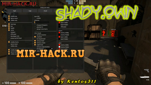 Бесплатный чит Shady.own для CS:GO