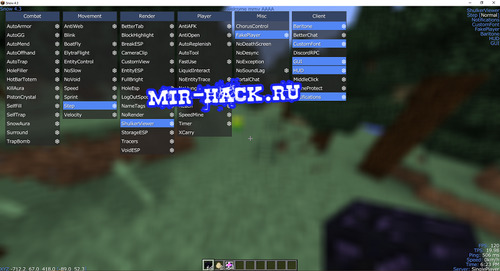 Чит Snow 4.3 для MineCraft 1.12.2
