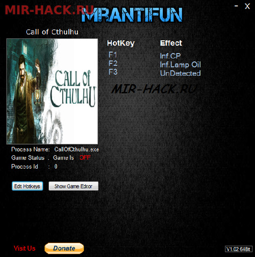 Рабочий тренер для игры Call of Cthulhu